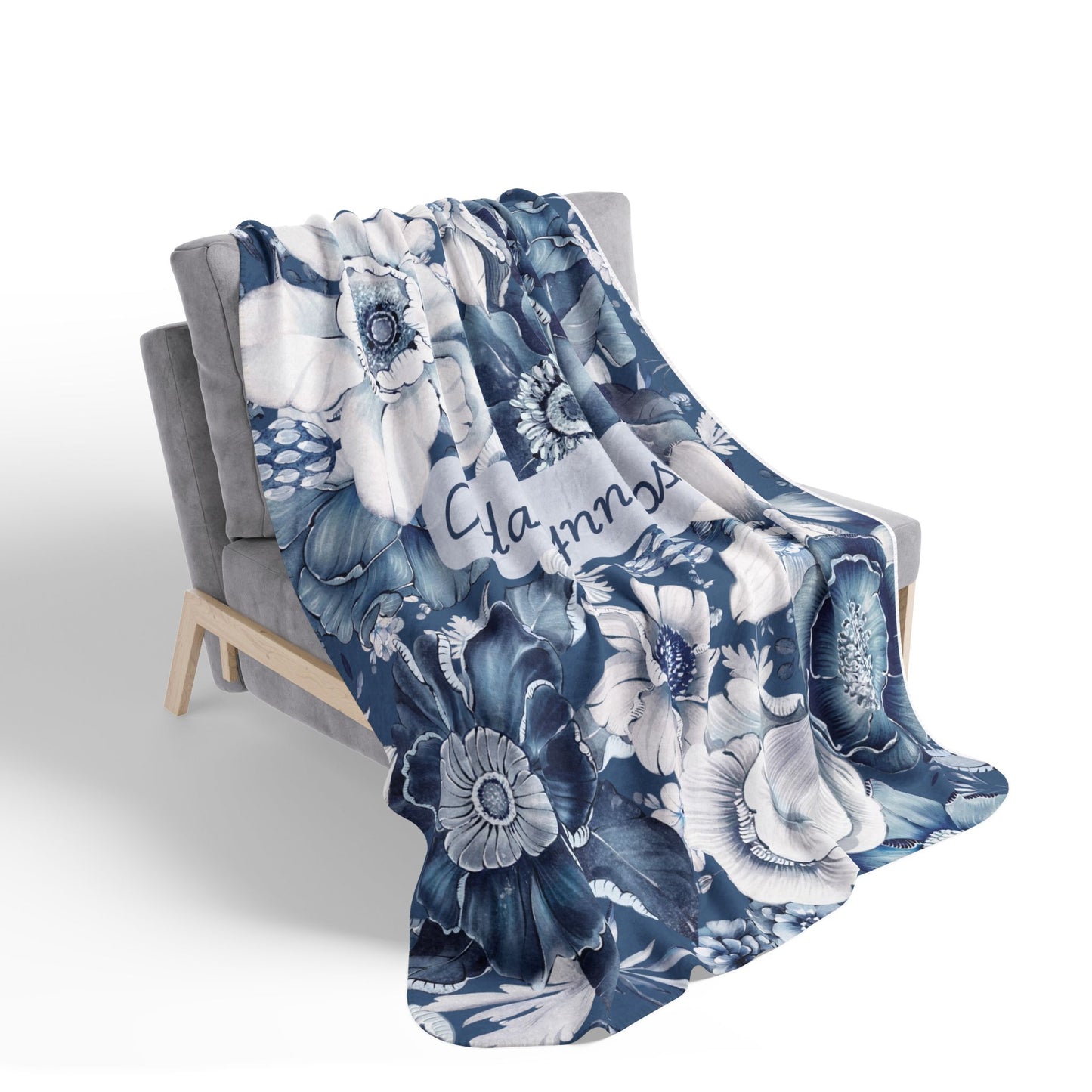 Floral Blues - Personalize A Blanket To Compliment Your Wallpaper