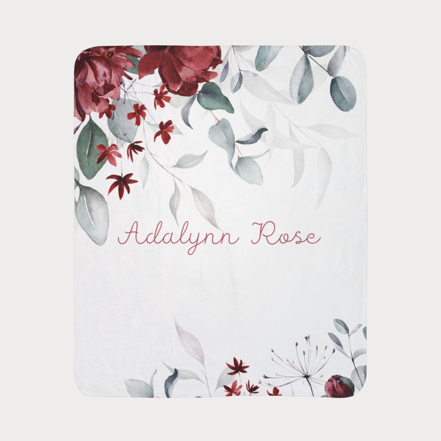 Burgundy Blossom - Personalize A Blanket To Compliment Your Wallpaper